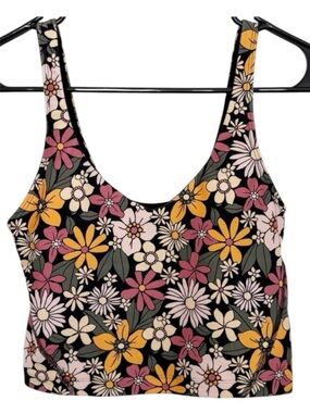 Gilly Hicks Black Floral Knit TankTop w/Subtle Logo Sz Small NWOT
